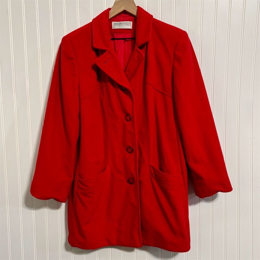 VTG 70s 80s KashmiRACLE Coat Wellington Red Car Coat Cashmere Feel M/L Made USA
